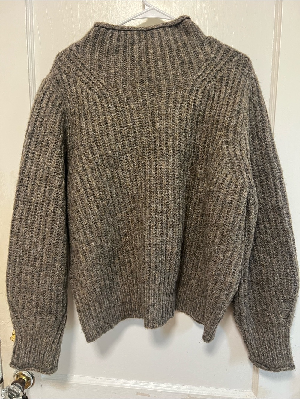 Madewell Heather Taupe Ribbed Funnelneck Sweater